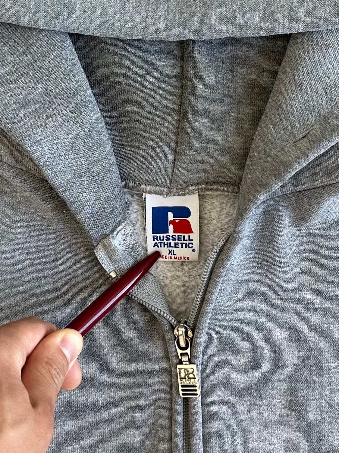 90s 빈티지 러셀 후드집업 그레이 XL 상품이미지5