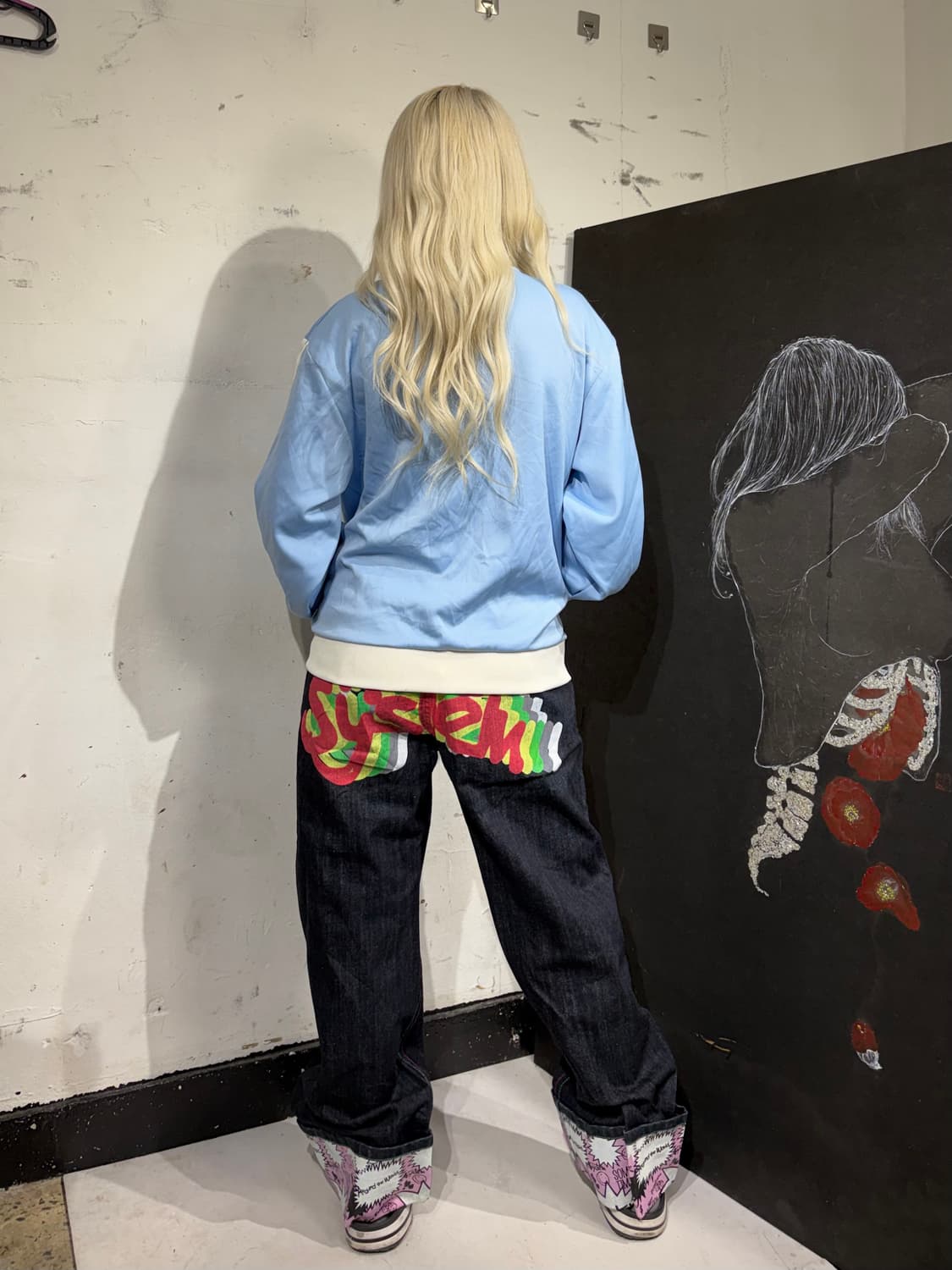 JPN 일본 빈티지 miffy 화이트 스카이 블루 소라색 져지 M 상품이미지3