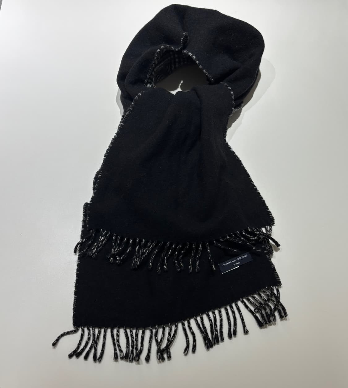 꼼데가르송 옴므 블랙/체크 리버서블 머플러 상품이미지1