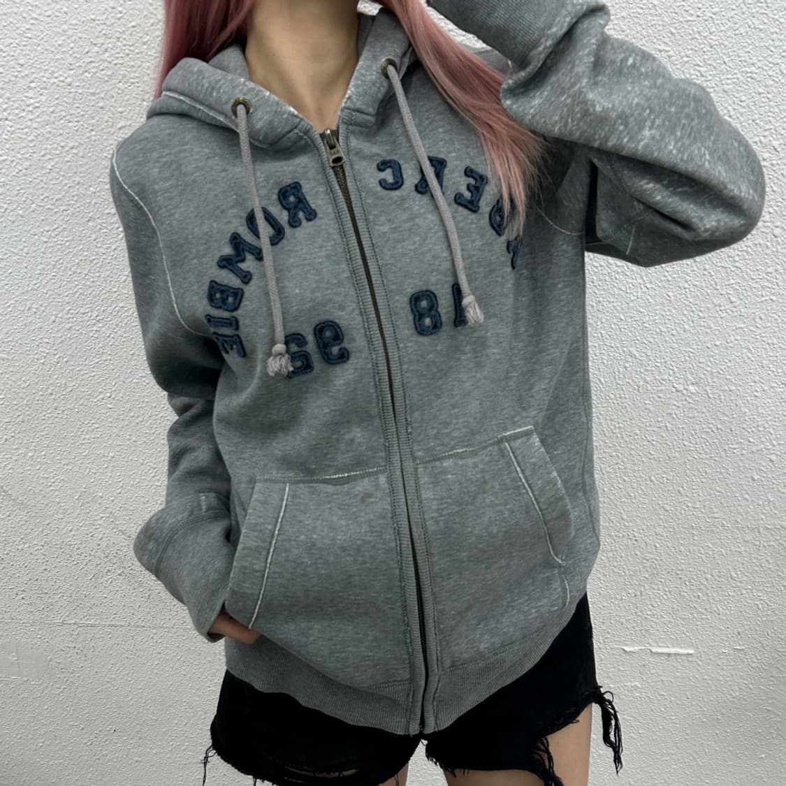 아베크롬비 패치 로고 그레이 후드집업 M 상품이미지1