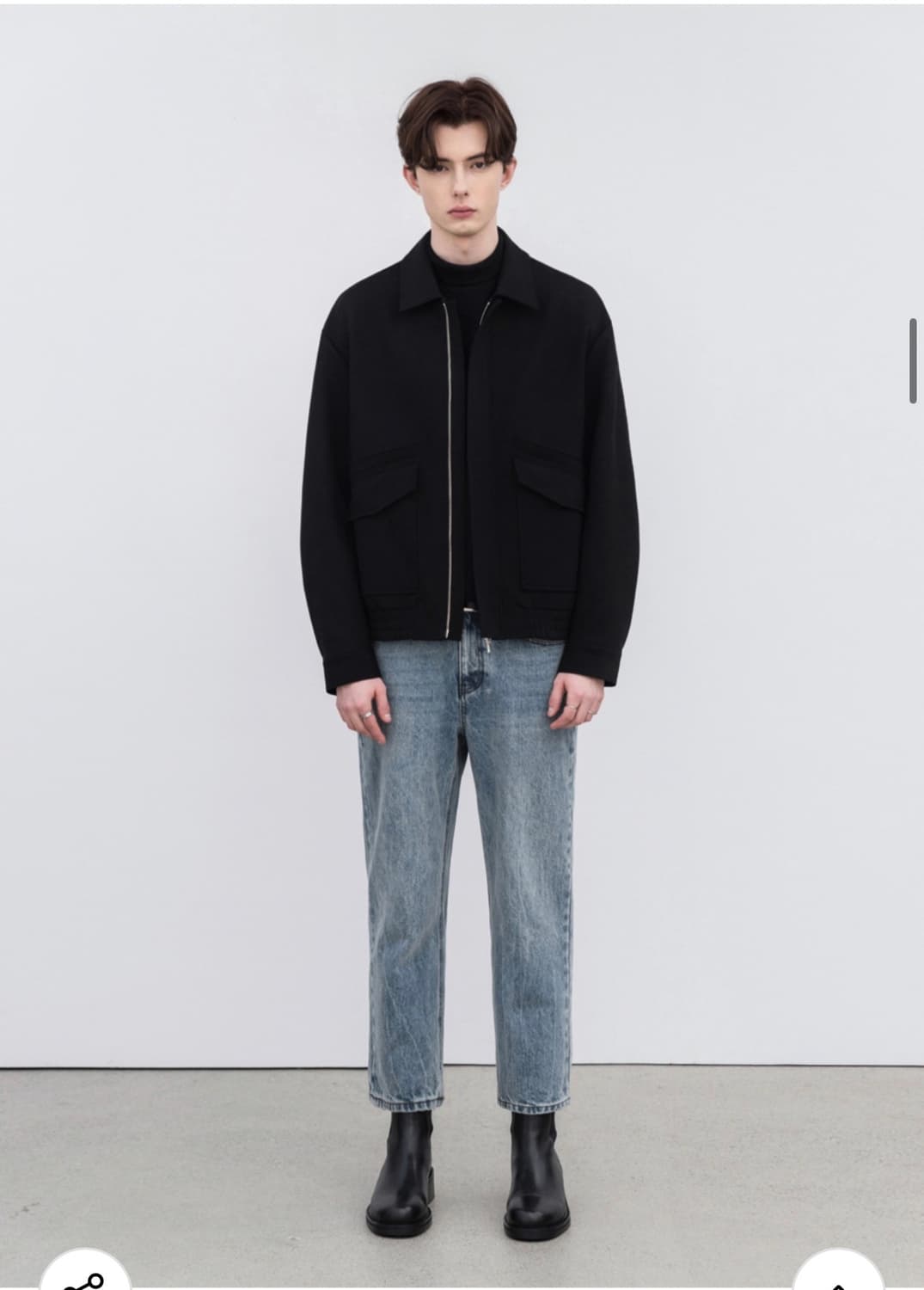 (L) 드로우핏 오블리크 울 트러커 자켓 블루종 [BLACK] 판매 상품이미지4