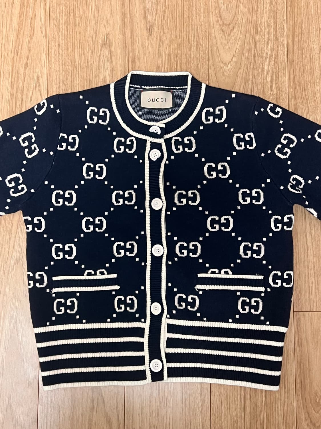 구찌 GG 패턴 가디건 M 네이비 상품이미지1