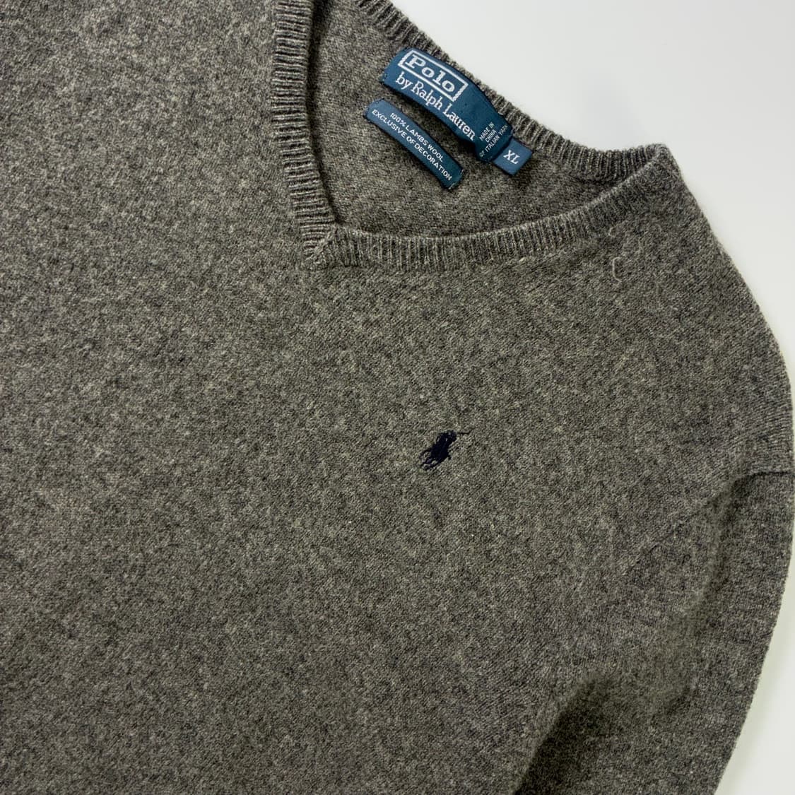 Polo  폴로 랄프로렌 90,s 자수 램스울 그레이 브이넥 니트  상품이미지3