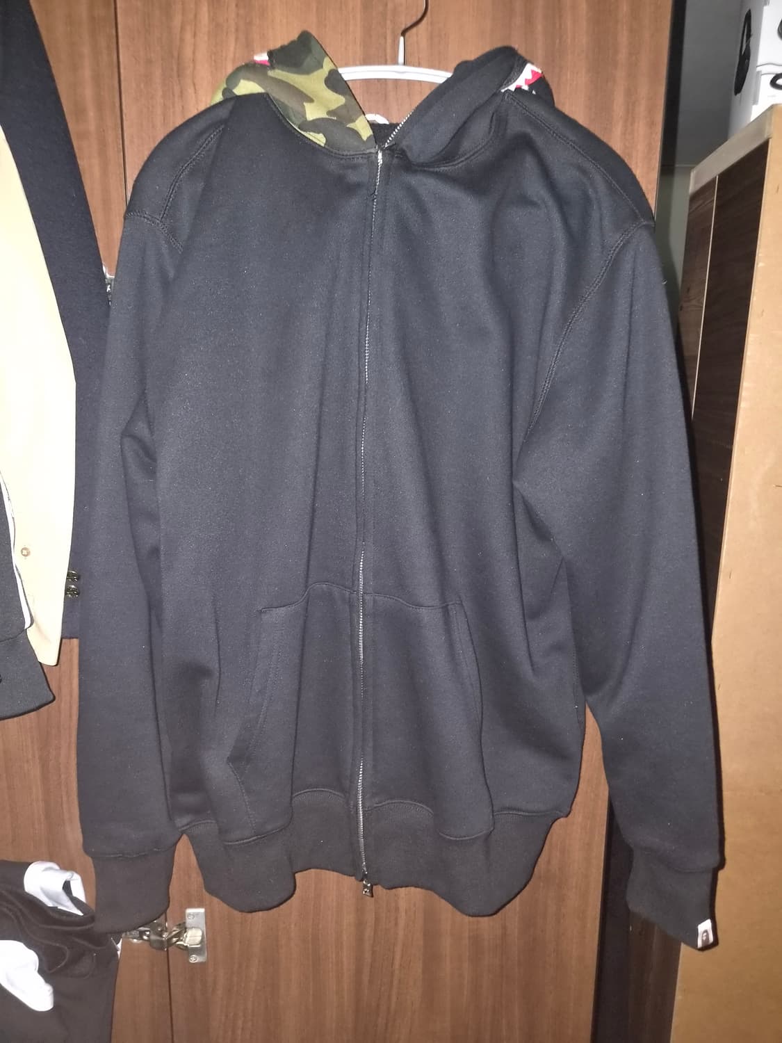 베이프 퍼스트 카모 샤크 풀 집 후드 집업 블랙 3xl 상품이미지5