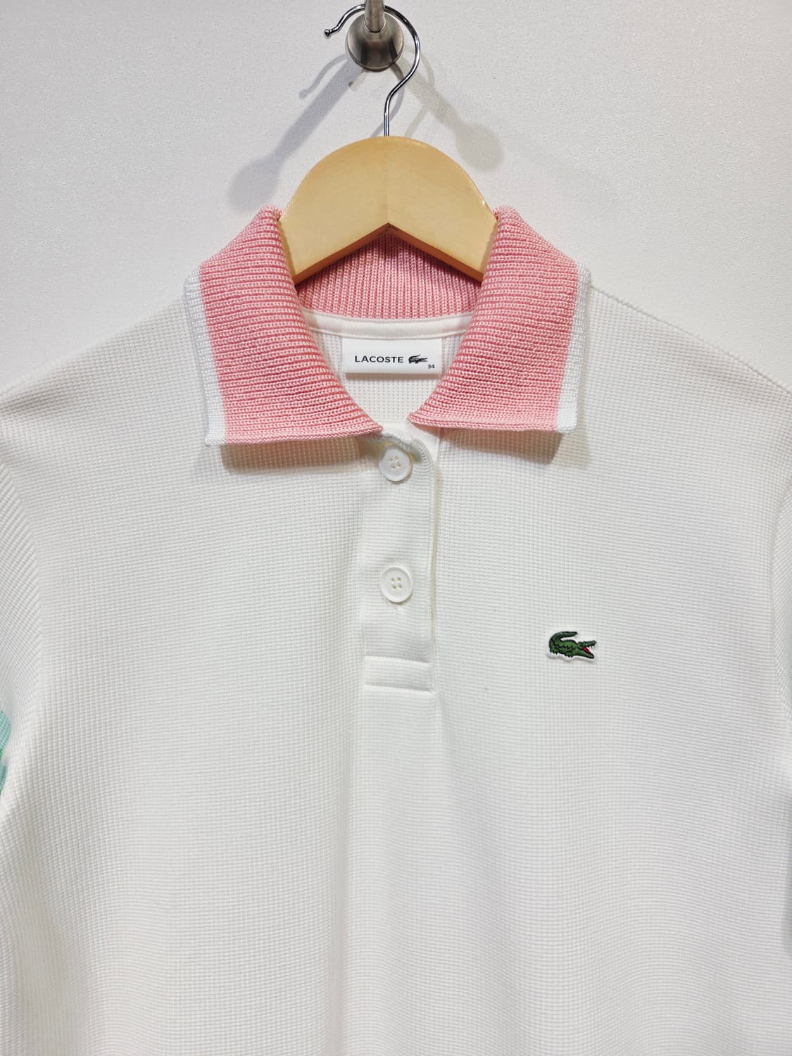 라코스테 와플 조직 배색 카라 원피스 상품이미지3