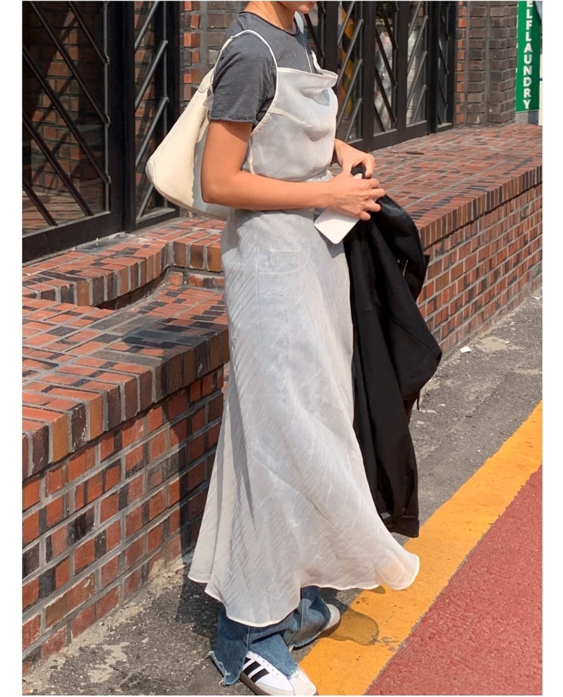 바스켓 시스루 레이어드 원피스 아이보리 상품이미지6