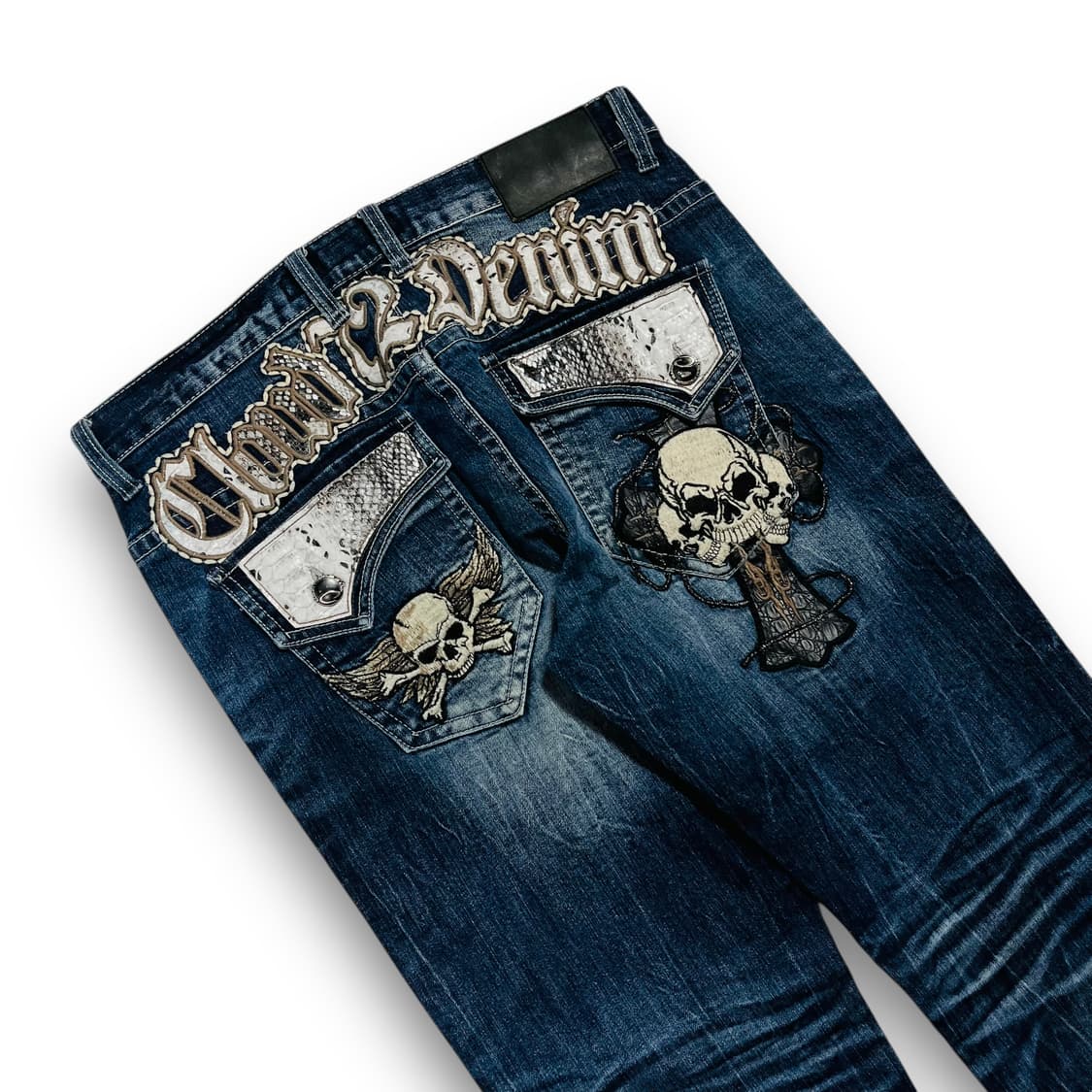 펑크 클라우드 파이톤 스컬 크로스 데님 팬츠 상품이미지3