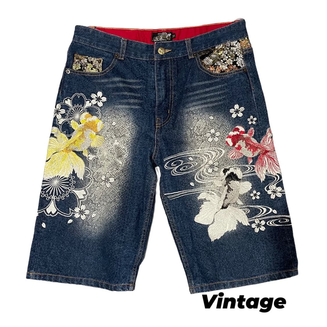 오리엔탈 데님 자수 반바지 상품이미지1