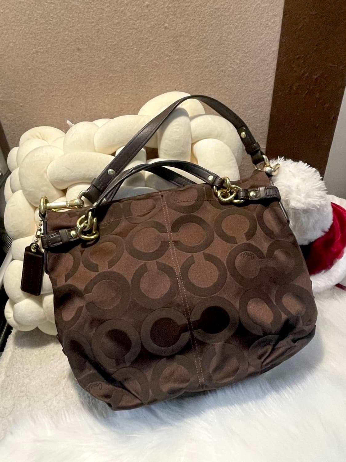 90s coach 딥 초코 브라운 코치 시그니처 자가드 숄더백 핸드백 상품이미지1