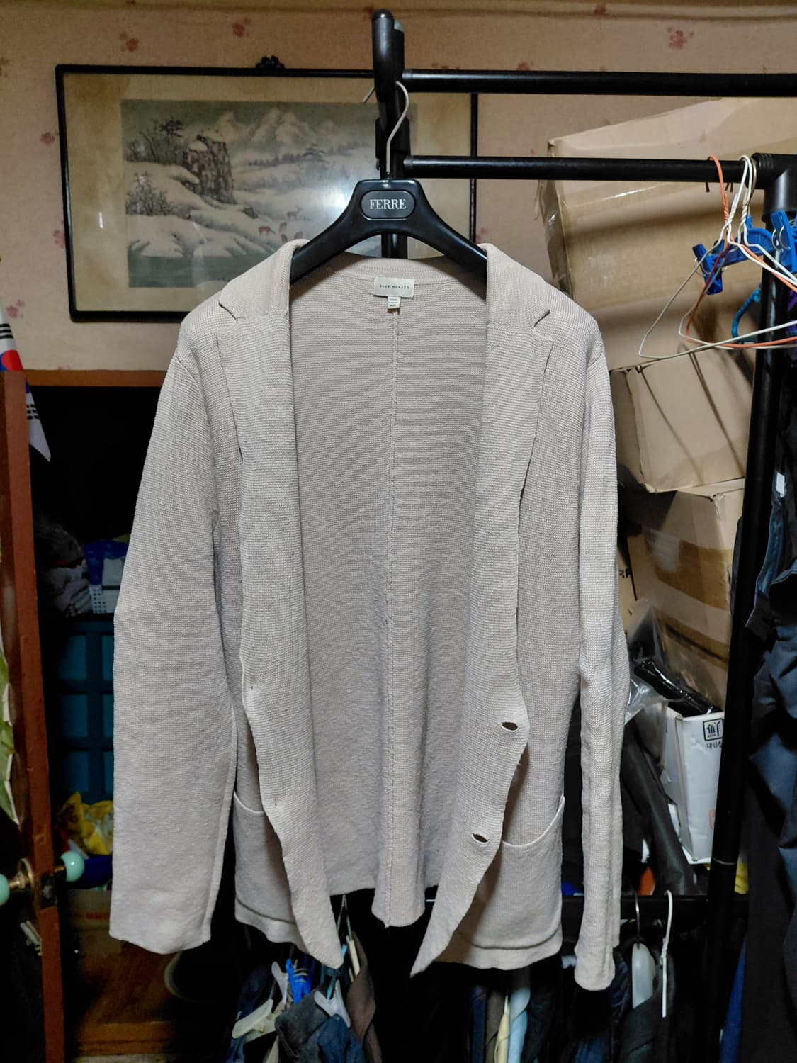 [클럽모나코]린넨,면 혼방 니트 블레이저 가디건 M(105)사이즈 상품이미지3