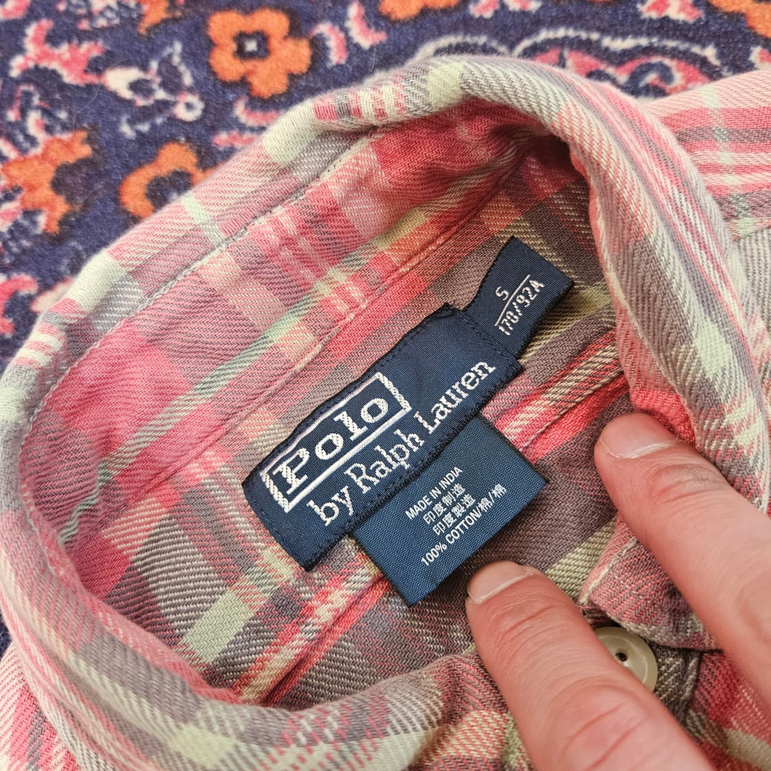 폴로랄프로렌 톤다운 핑크 체크 셔츠 S size 상품이미지7