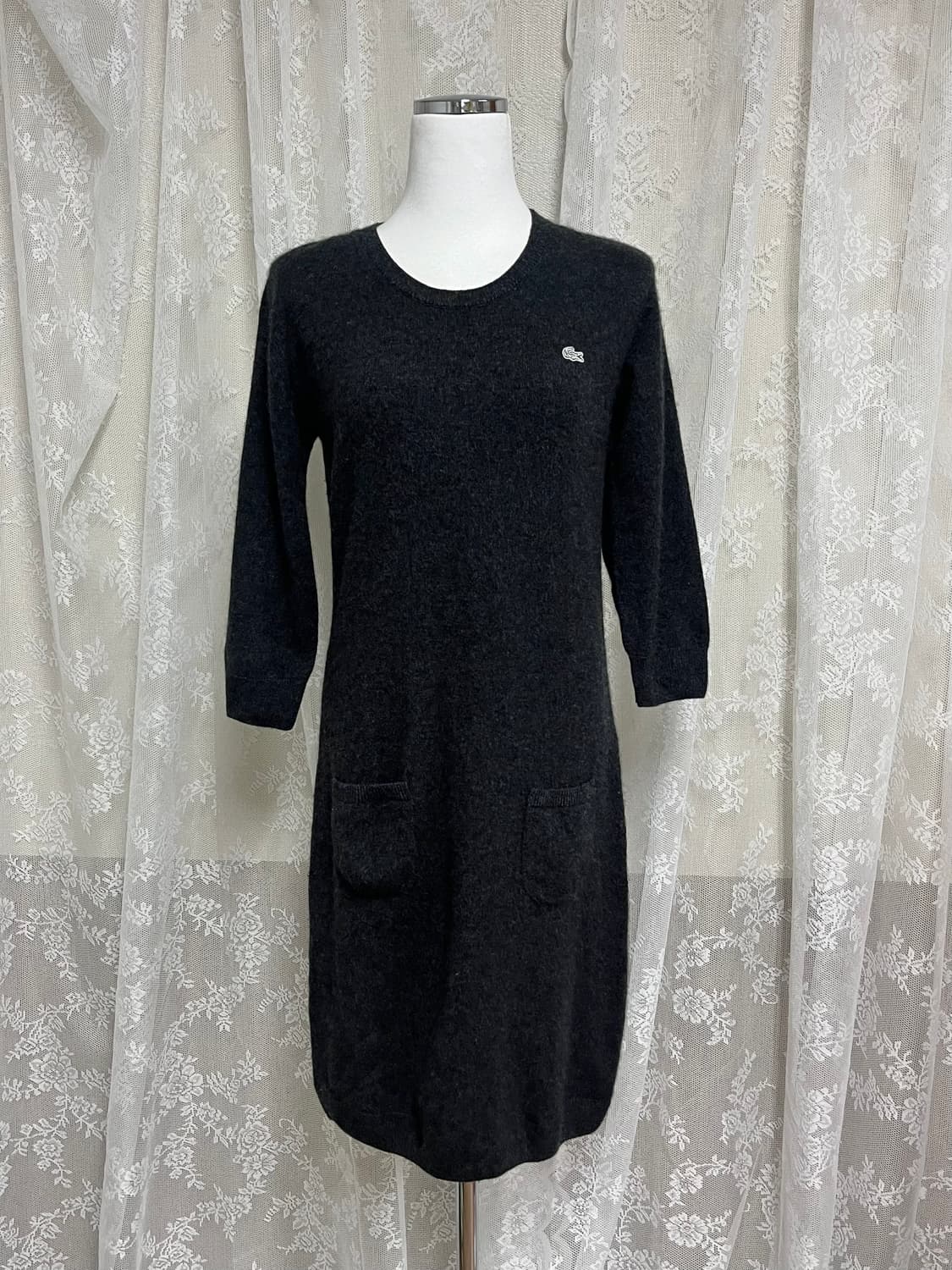 38) 라코스테 캐시미어 100 니트 원피스 차콜 상품이미지1