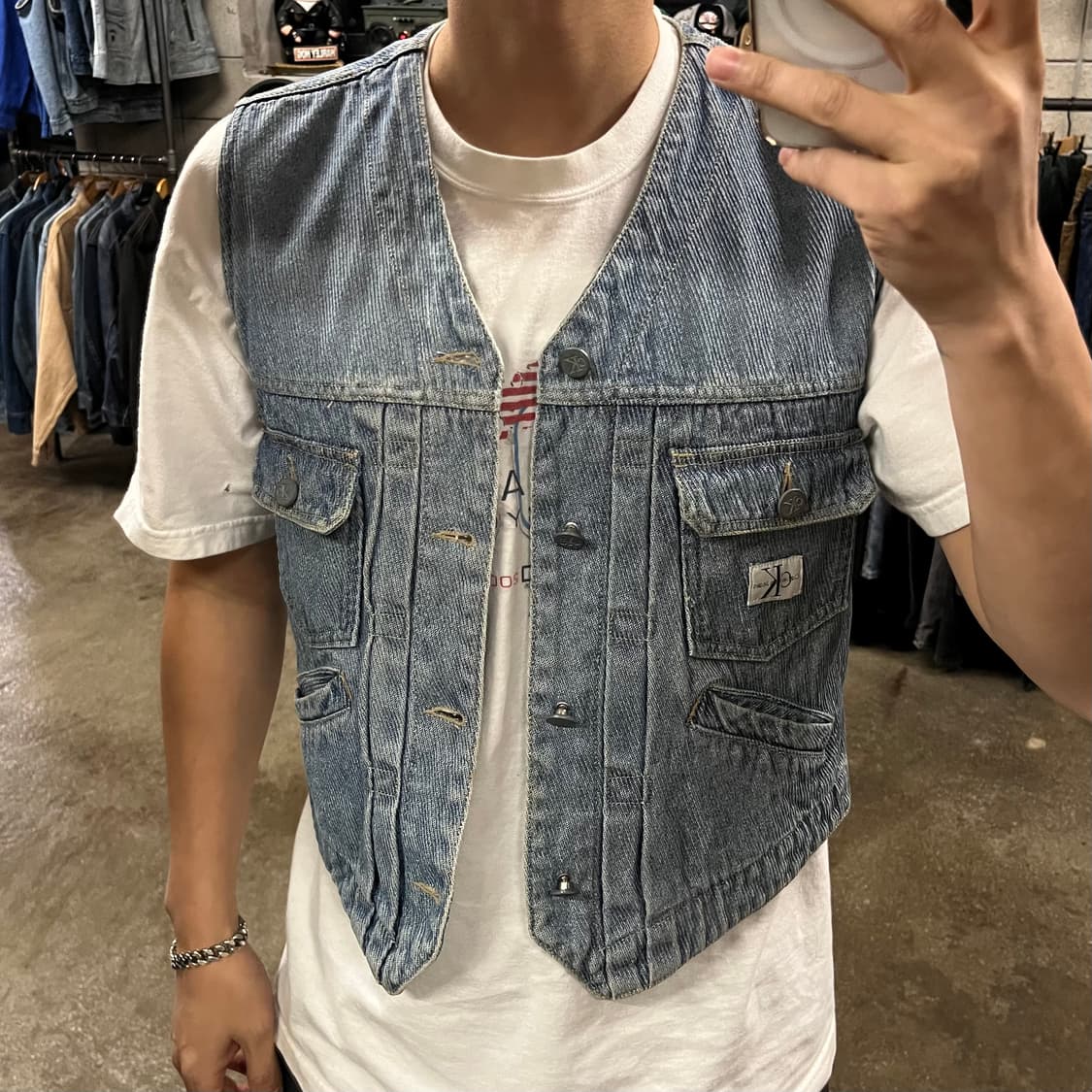 90s 캘빈클라인 데님 베스트 (90-95) 상품이미지6