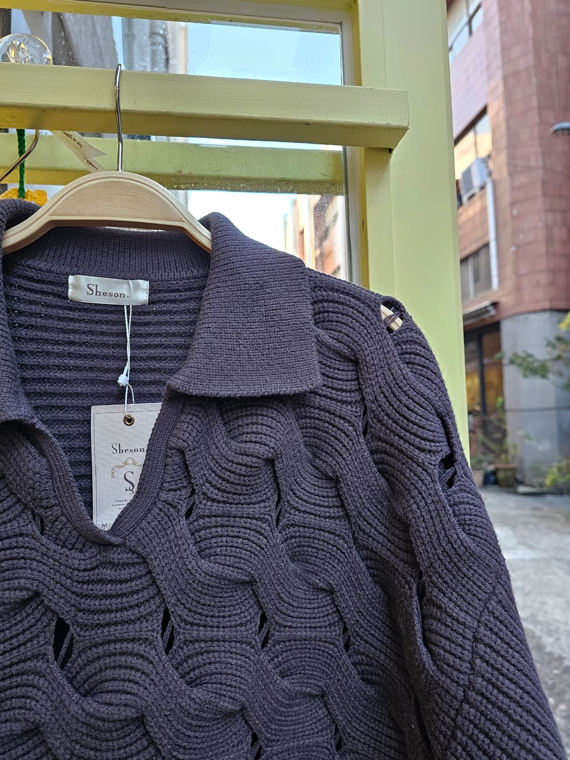 Japan 다크그레이 시스루 웨이브 니트 상품이미지5