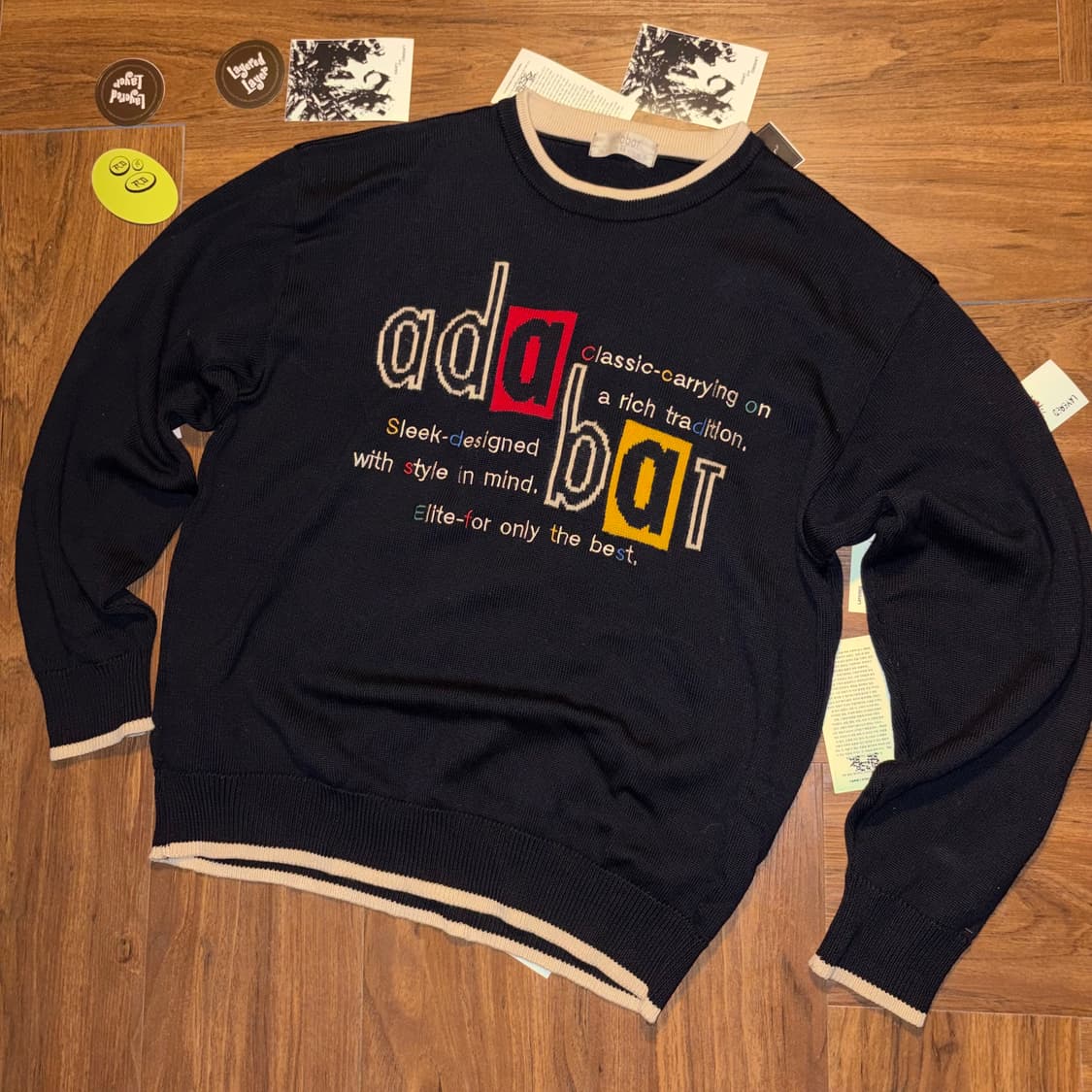 90s Adabat wool graphic jacdquard knit 상품이미지1