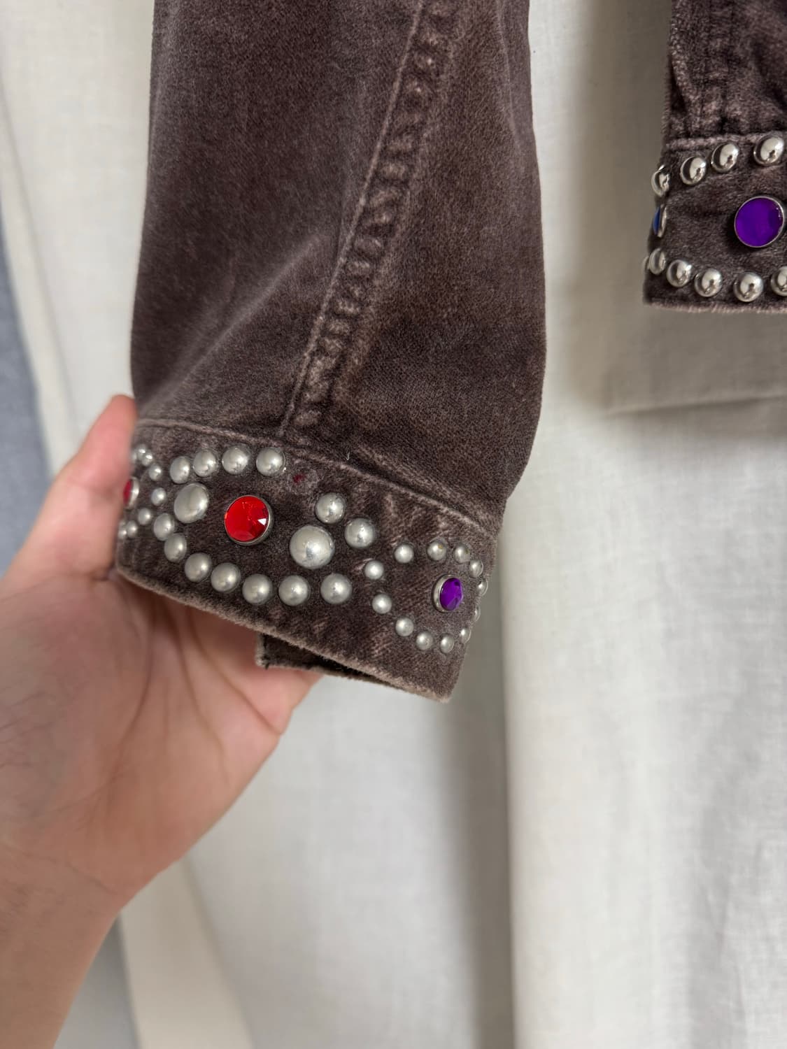 넘버나인 / 03aw 잼스톤 스터드 비즈 트러커 자켓 / 2 상품이미지6