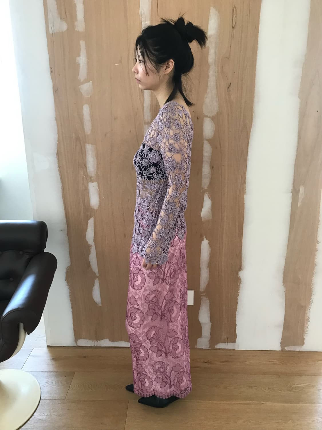 vintage pink lace skirt 상품이미지6