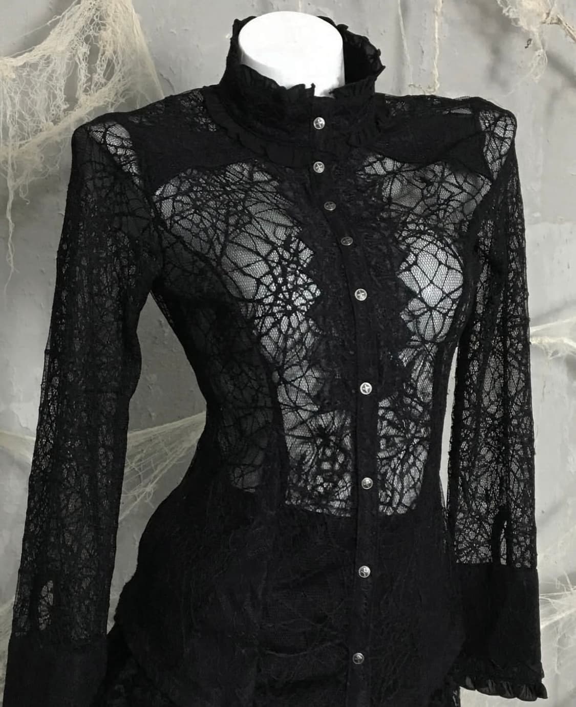 Ozzon Spider Net detail Shirt 상품이미지4