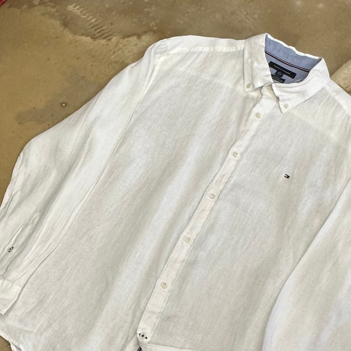XL 타미힐피거 커스텀핏 린넨 화이트 셔츠 상품이미지1