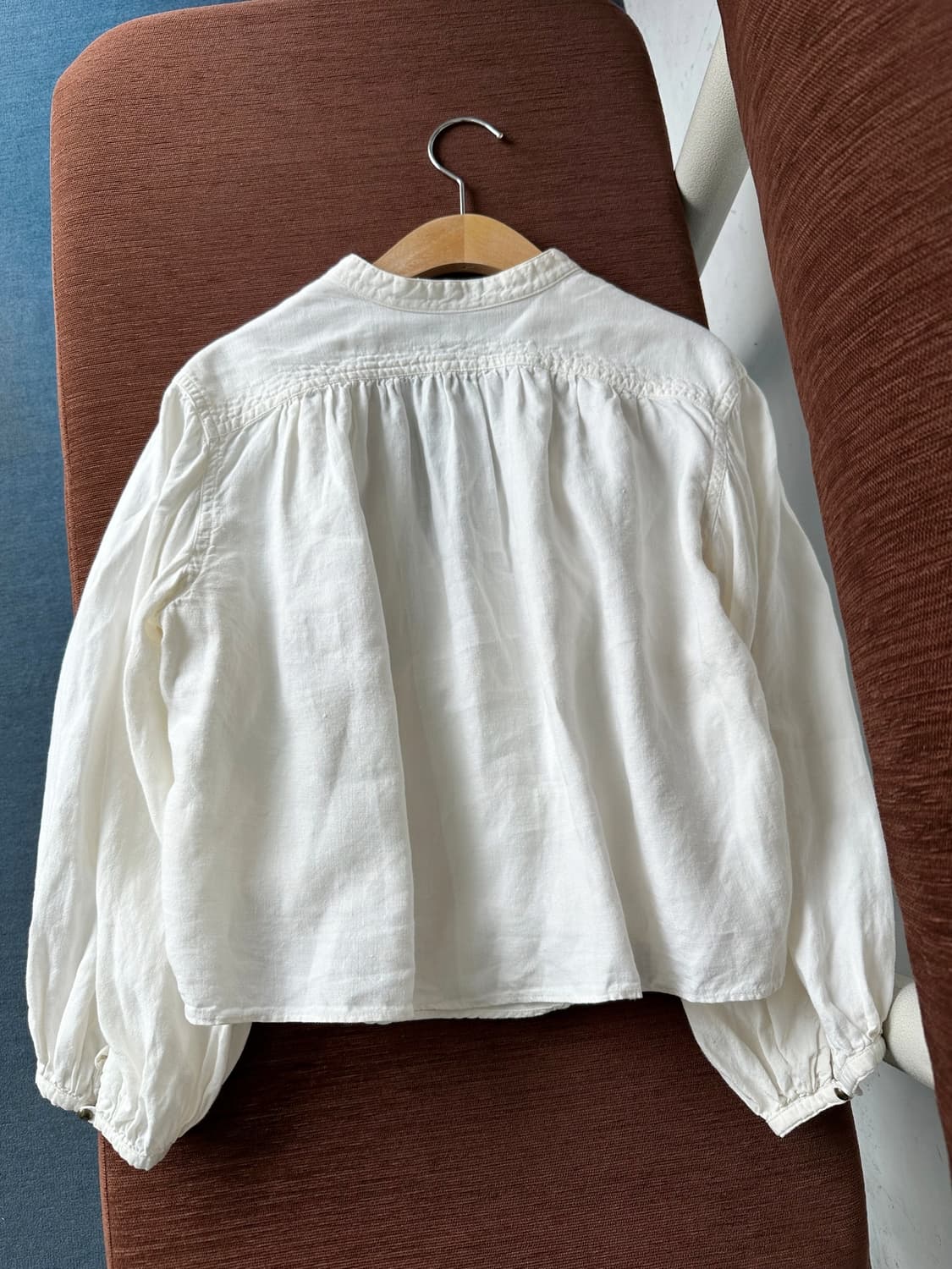 Natural linen design wrap shirt 상품이미지5