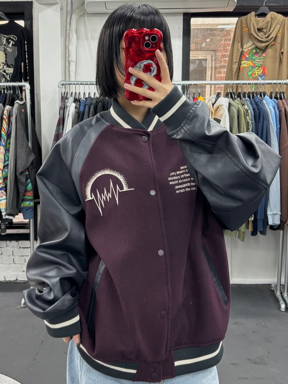 GU x 언더커버 버건디 바시티 상품이미지4