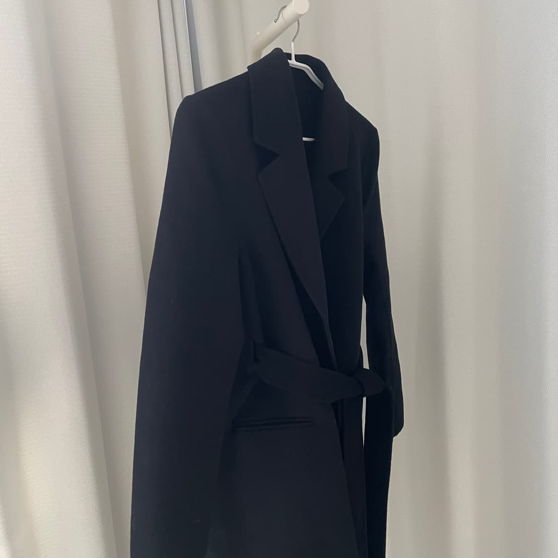 블랙 울 혼방 롱 코트 FREE 사이즈 상품이미지2