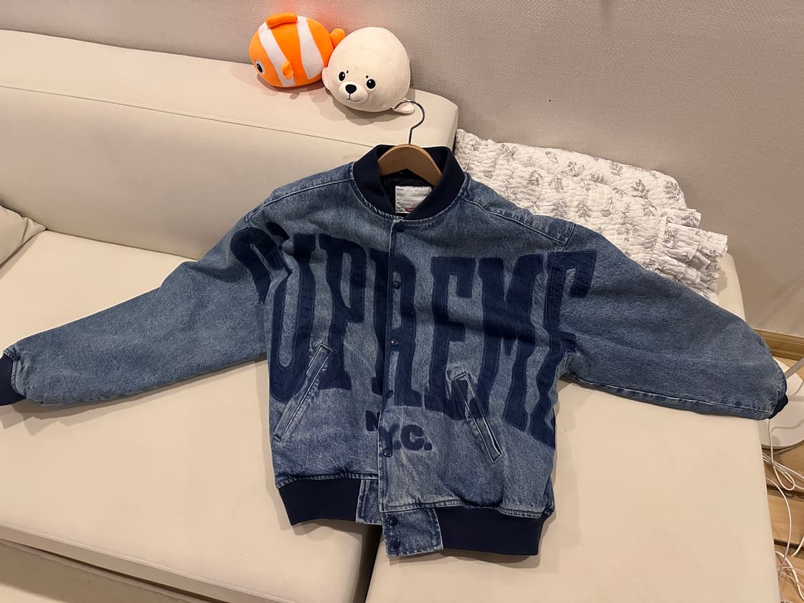 슈프림 워시드 녹아웃 데님 바시티 자켓 M 상품이미지2