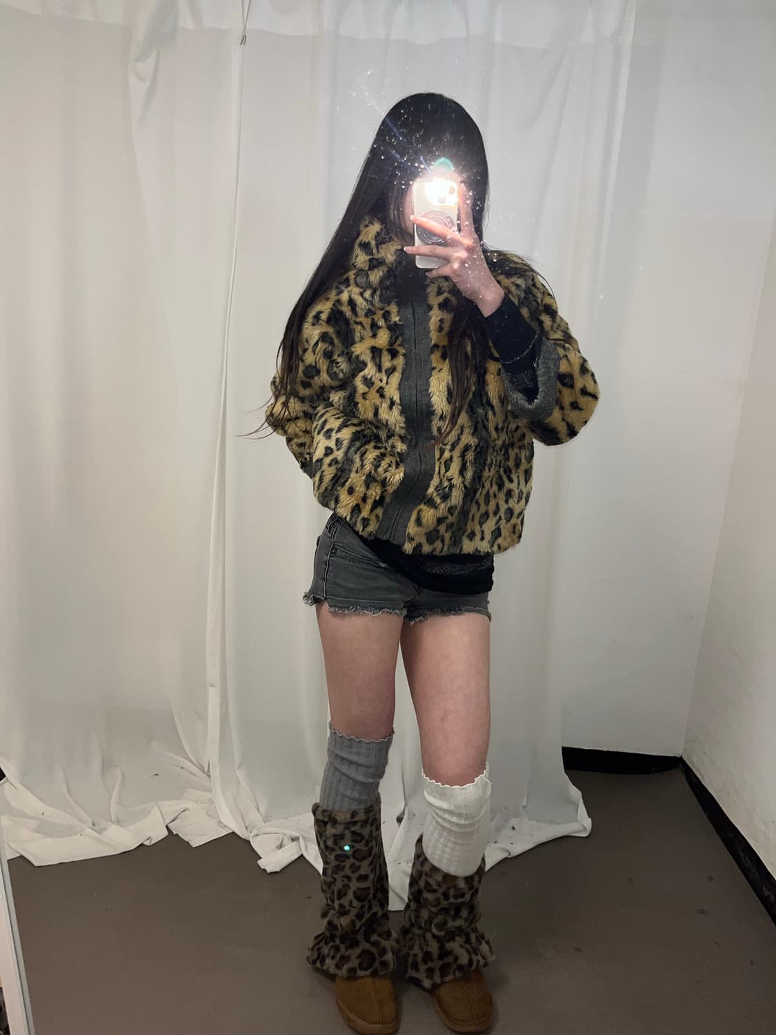 레오파드 갸루 에코퍼 자켓 상품이미지1