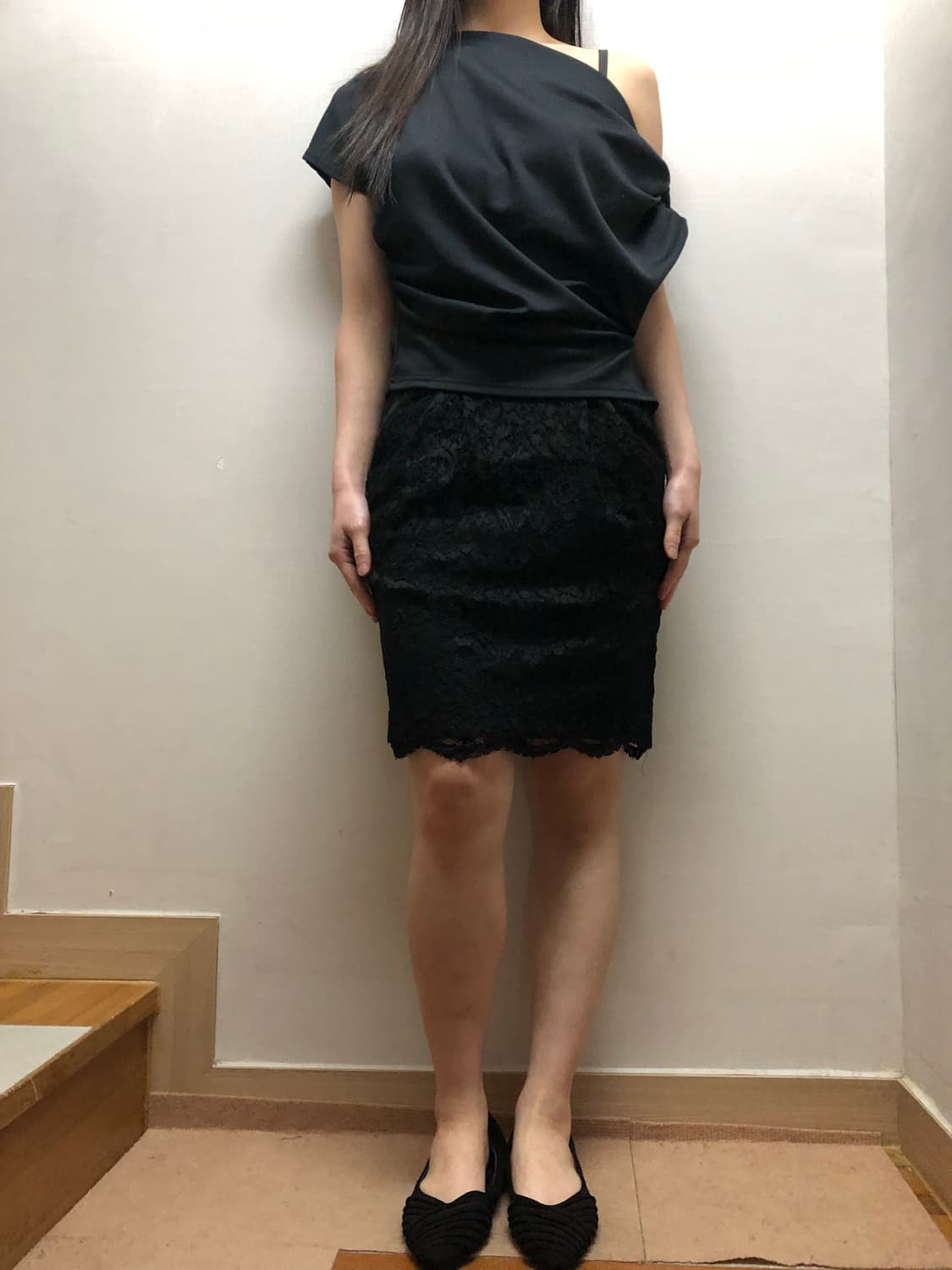 빈티지 블랙 레이스 미디 스커트 상품이미지3