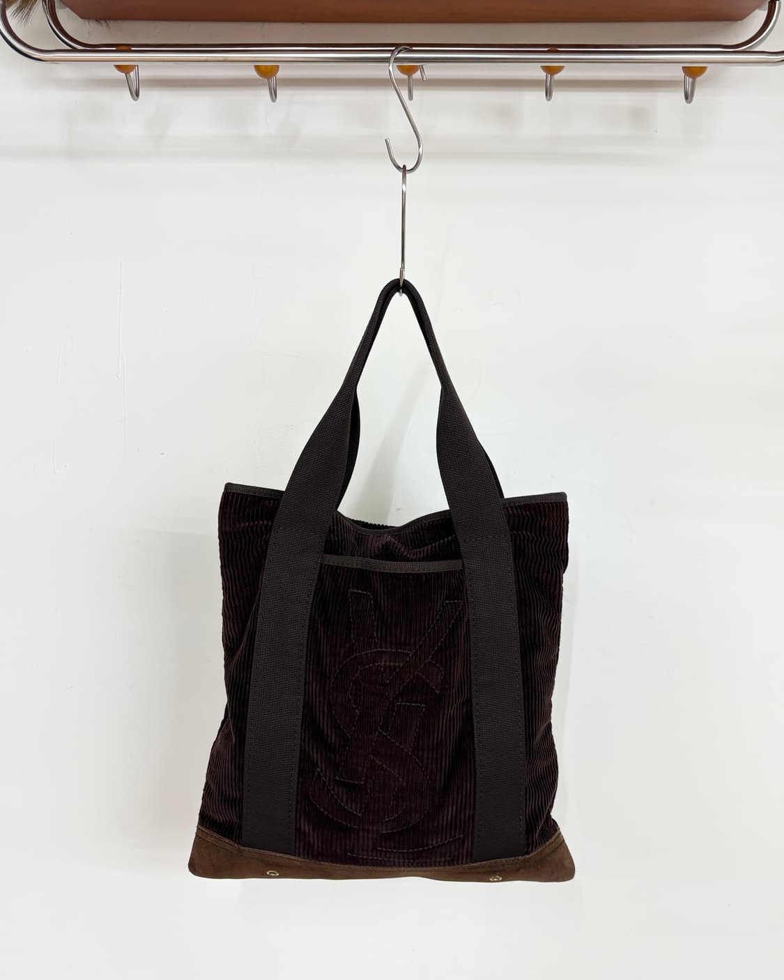 입생로랑 브라운 코듀로이 토트백 상품이미지3