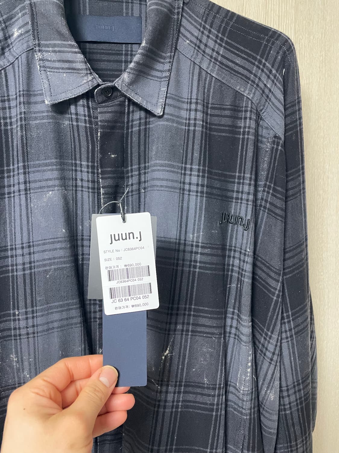 52사이즈 새상품, 준지 26ss 아일랜드 워싱 그레이 체크 코치셔츠 상품이미지9