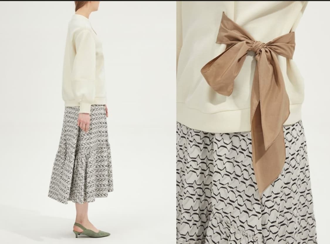 한섬 랑방 리본 포인트 스웻셔츠 88-98-165사이즈 상품이미지1