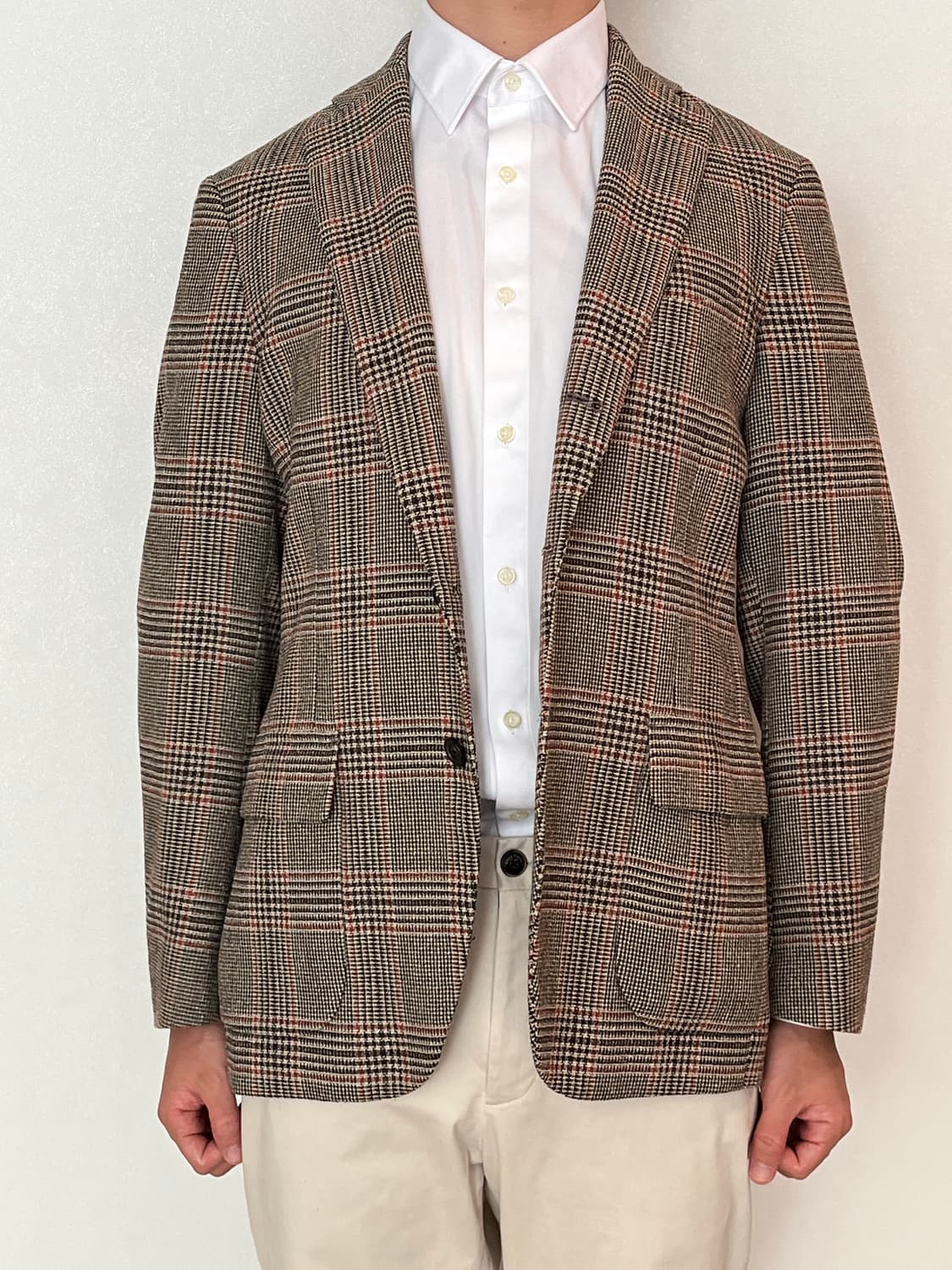 맨온더분 브라운 체크 블레이저 FABRIC MADE IN ITALY 상품이미지1