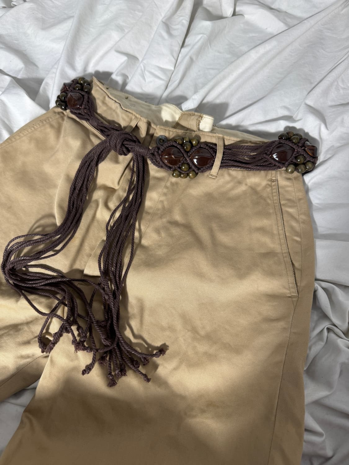 빈티지 비즈 스톤장식 보헤미안 로프 벨트 y2k goa 에스닉 상품이미지2