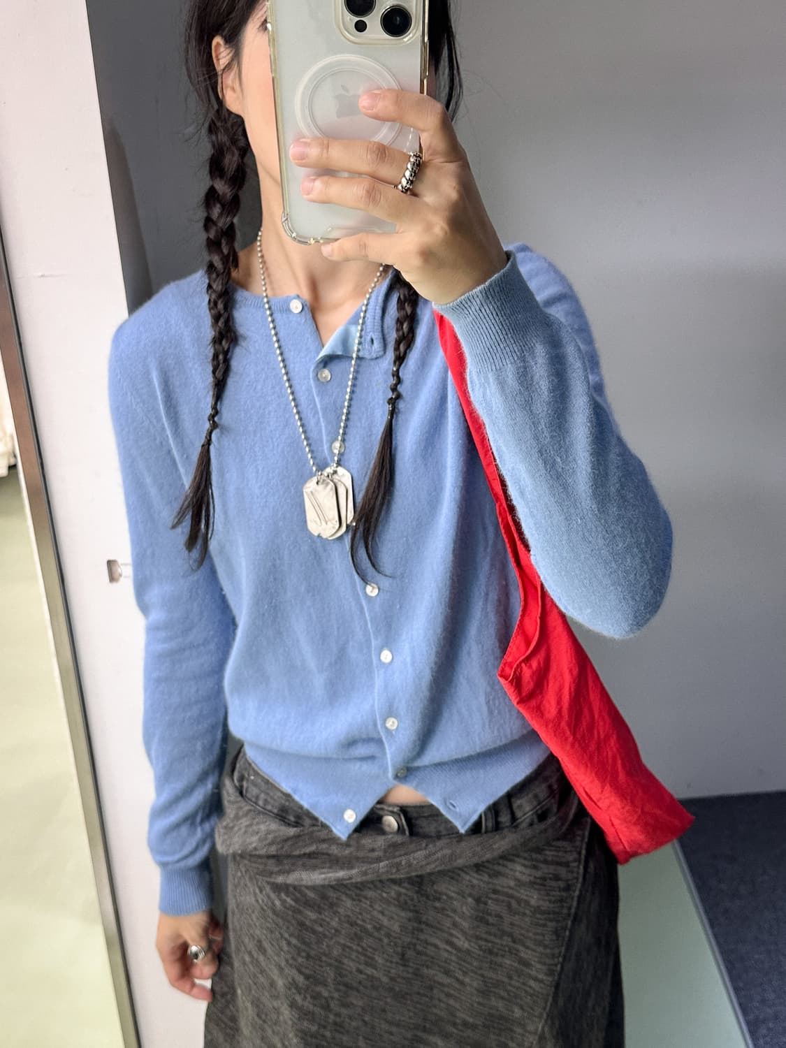 sky blue cashmere wool cardigan 상품이미지1