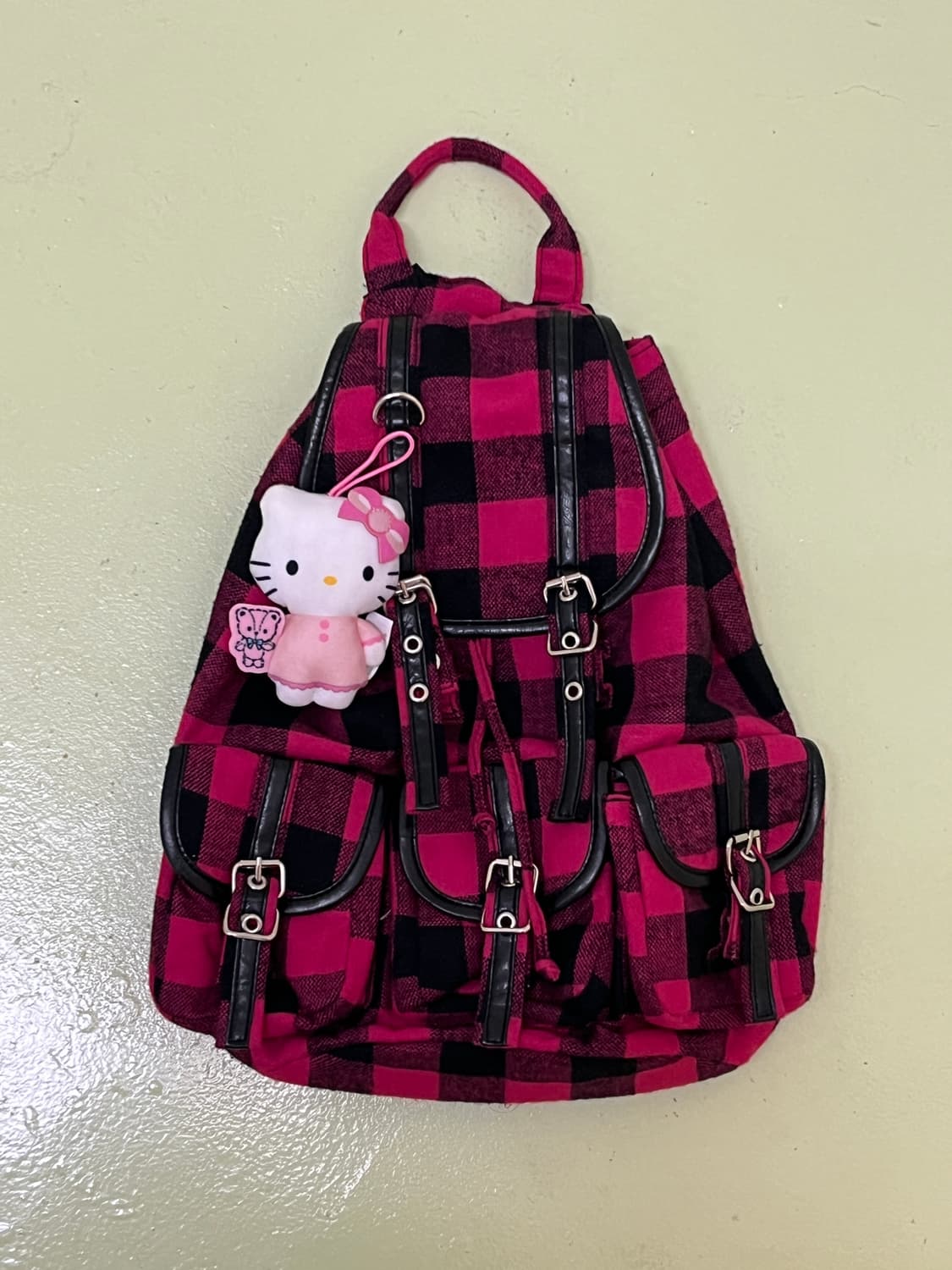 핫핑크 체크 모리걸 백팩 💕 상품이미지5