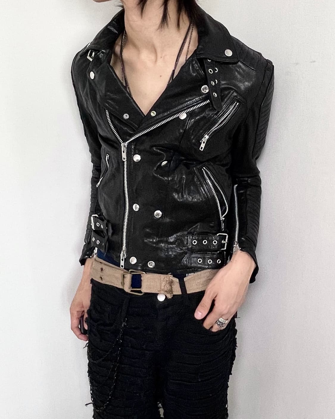 Goatskin rock punk leather jac 상품이미지3