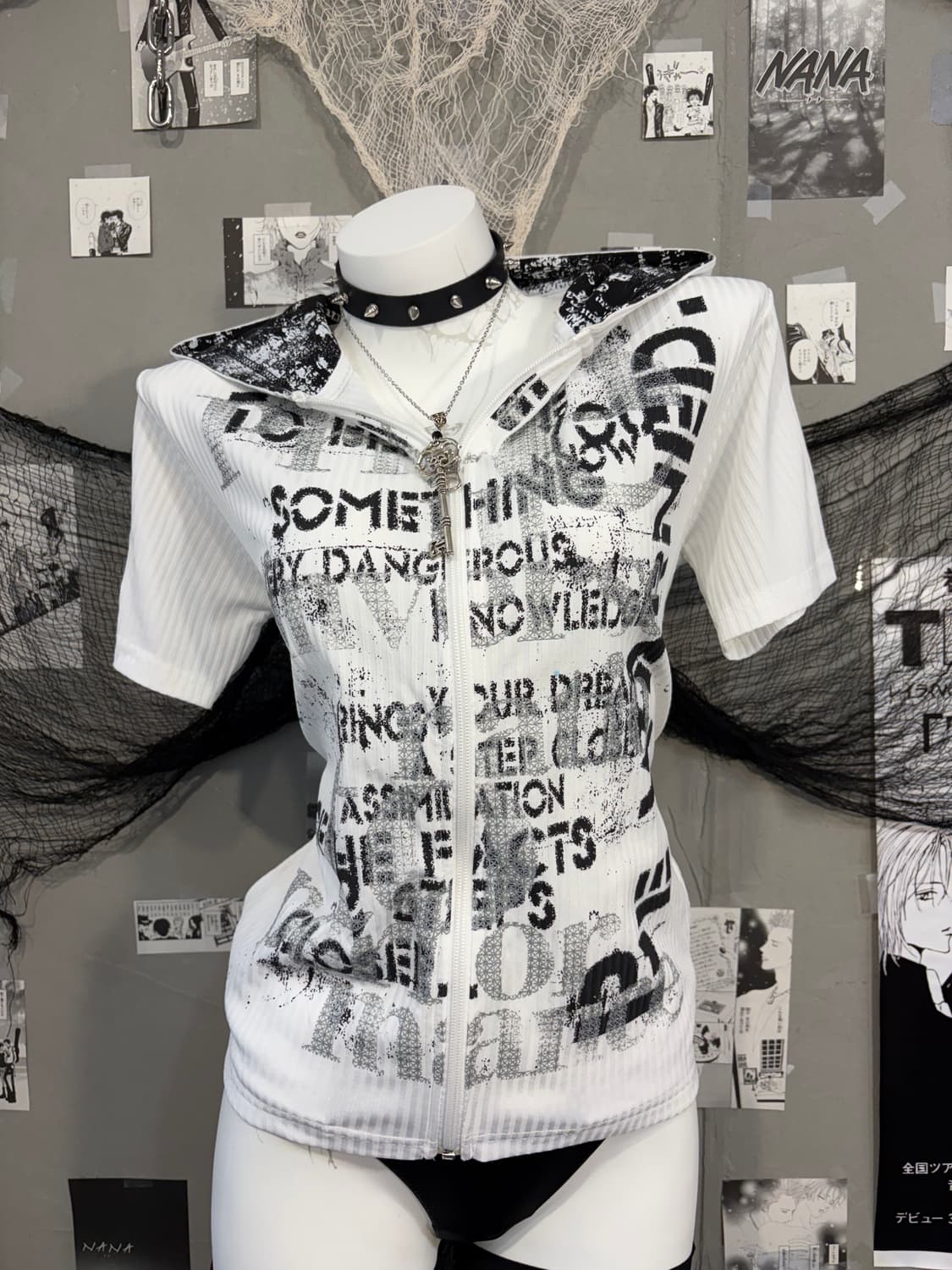 PUNK lettering halfsleeve hood zip up 상품이미지6