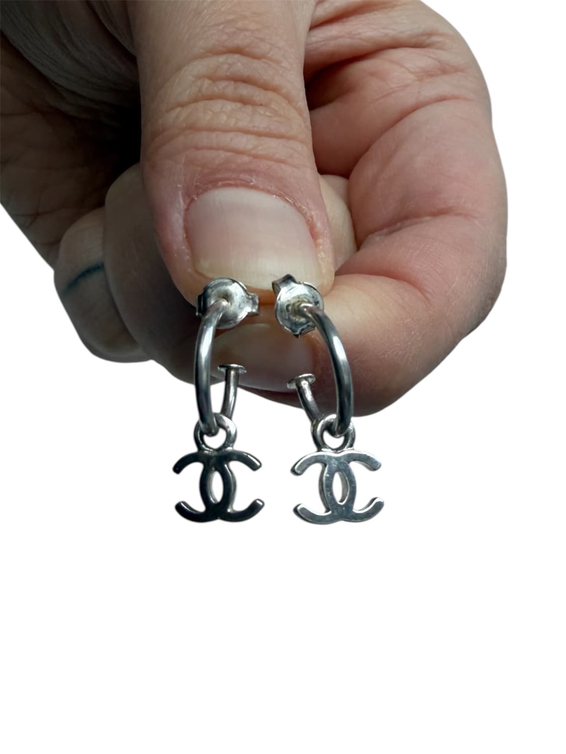 정품 샤넬 은장 로고 귀걸이 상품이미지3