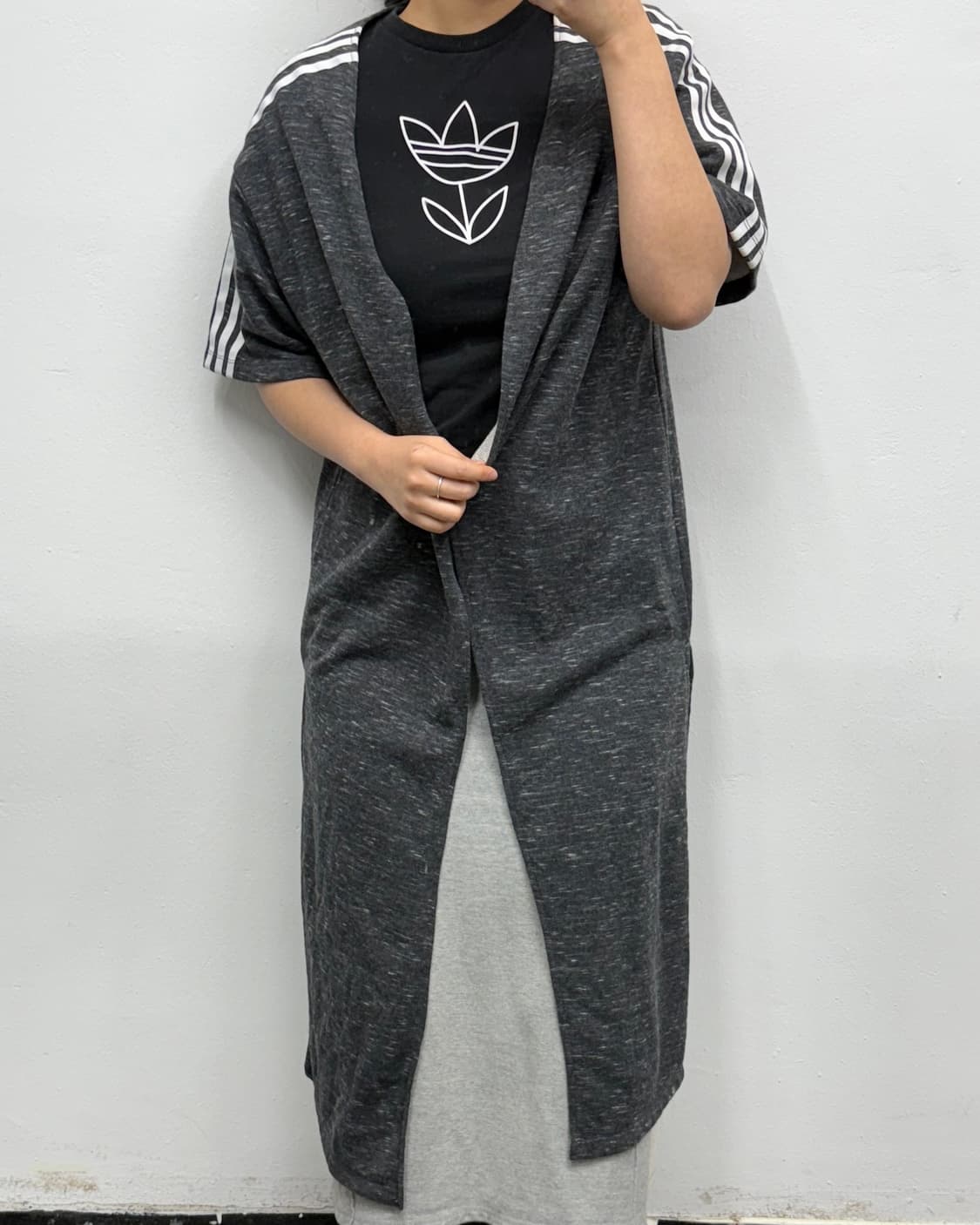 [S] 아디다스 그레이 롱 가디건 로브 상품이미지1