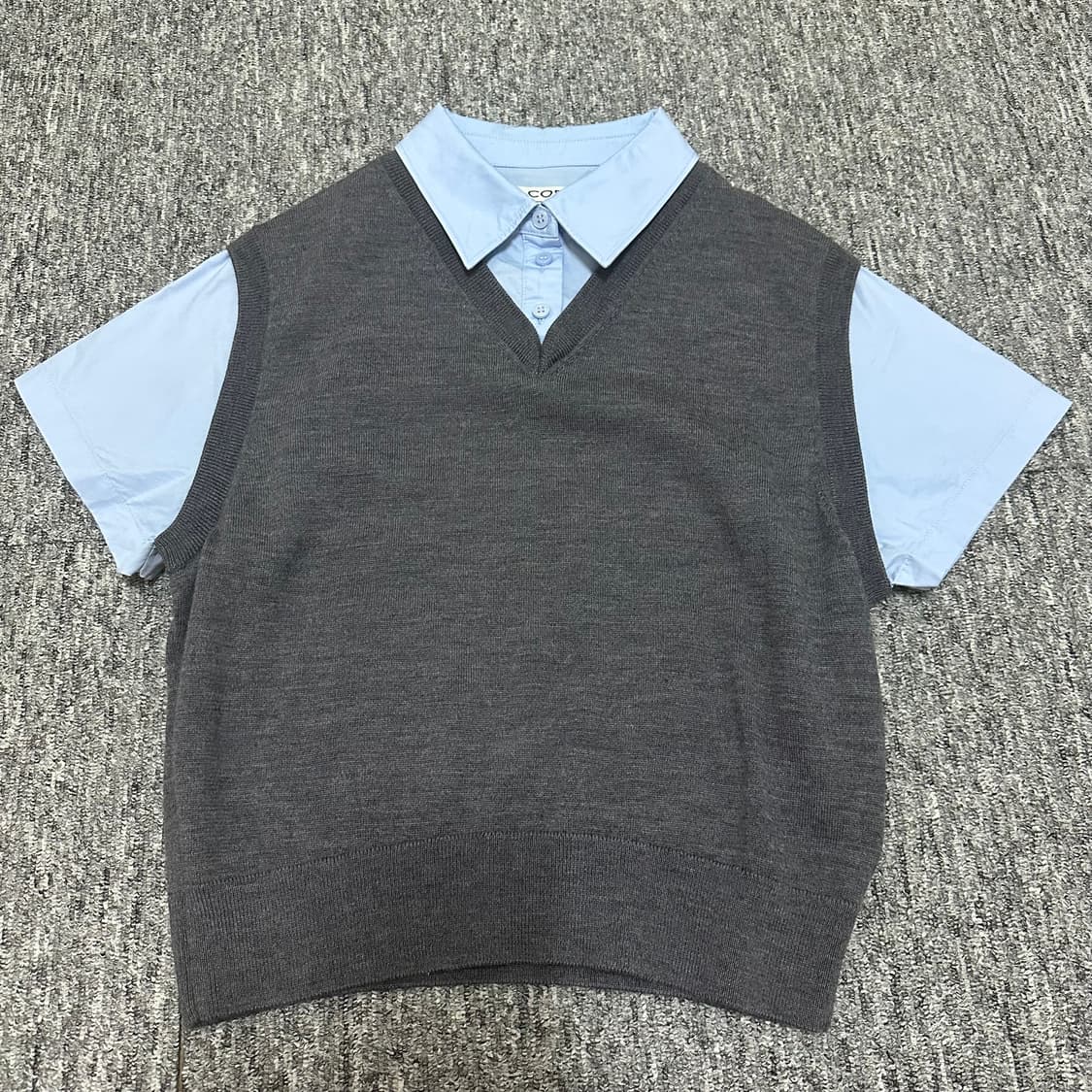 COS 코스 레이어드 반팔 메리노 울 셔츠 베스트 상품이미지1