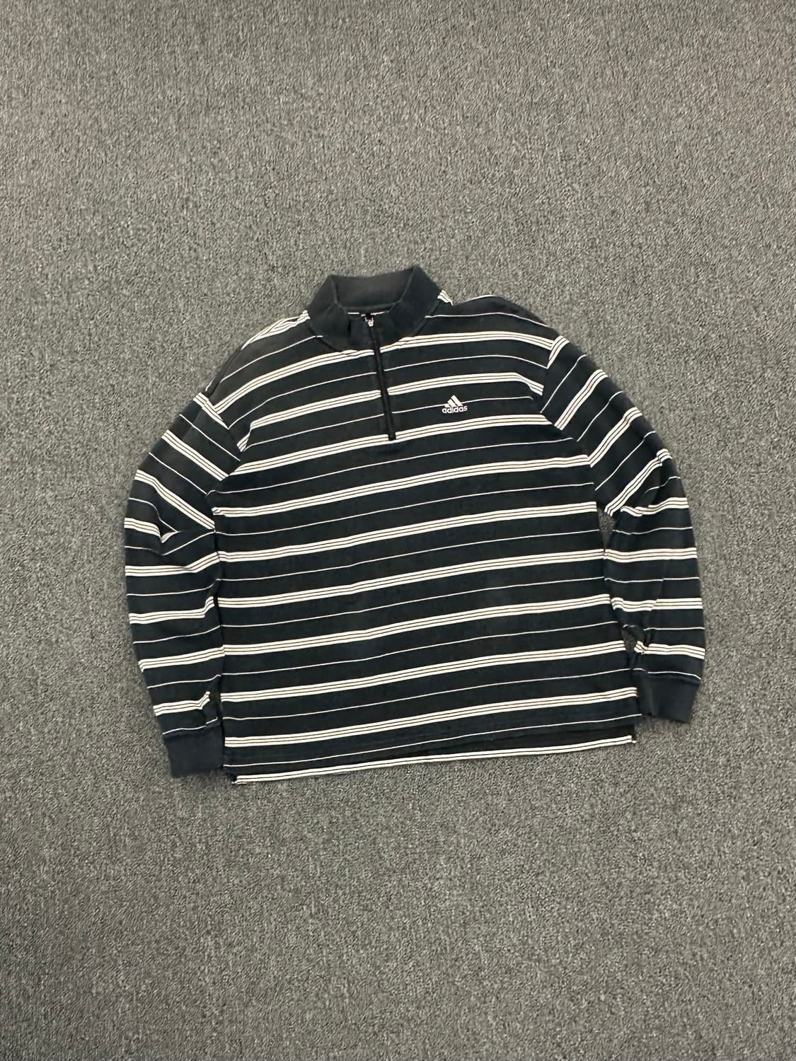 M)Adidas vintage 여성 스트라이프 하프집업 롱슬리브 상품이미지1