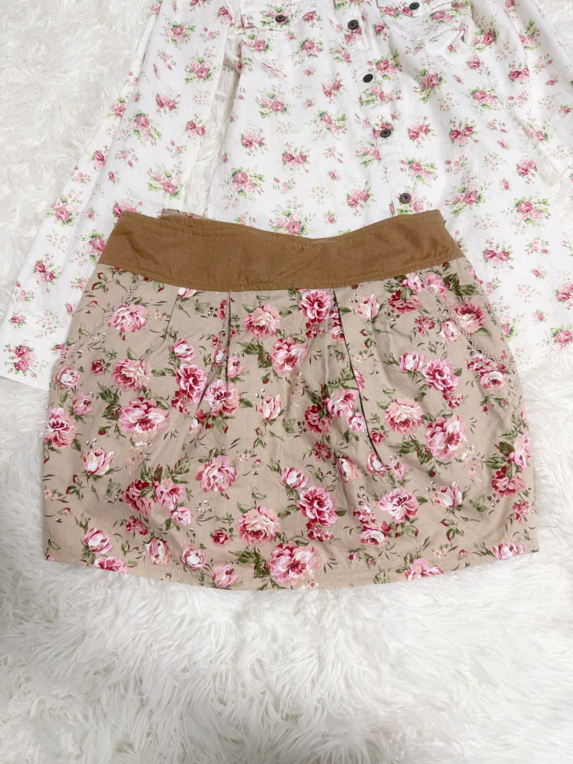 리즈리사 플로럴 셔츠 왕리본 스커트 세트 큐롯 라떼갸루 히메갸루 오네갸루 상품이미지4