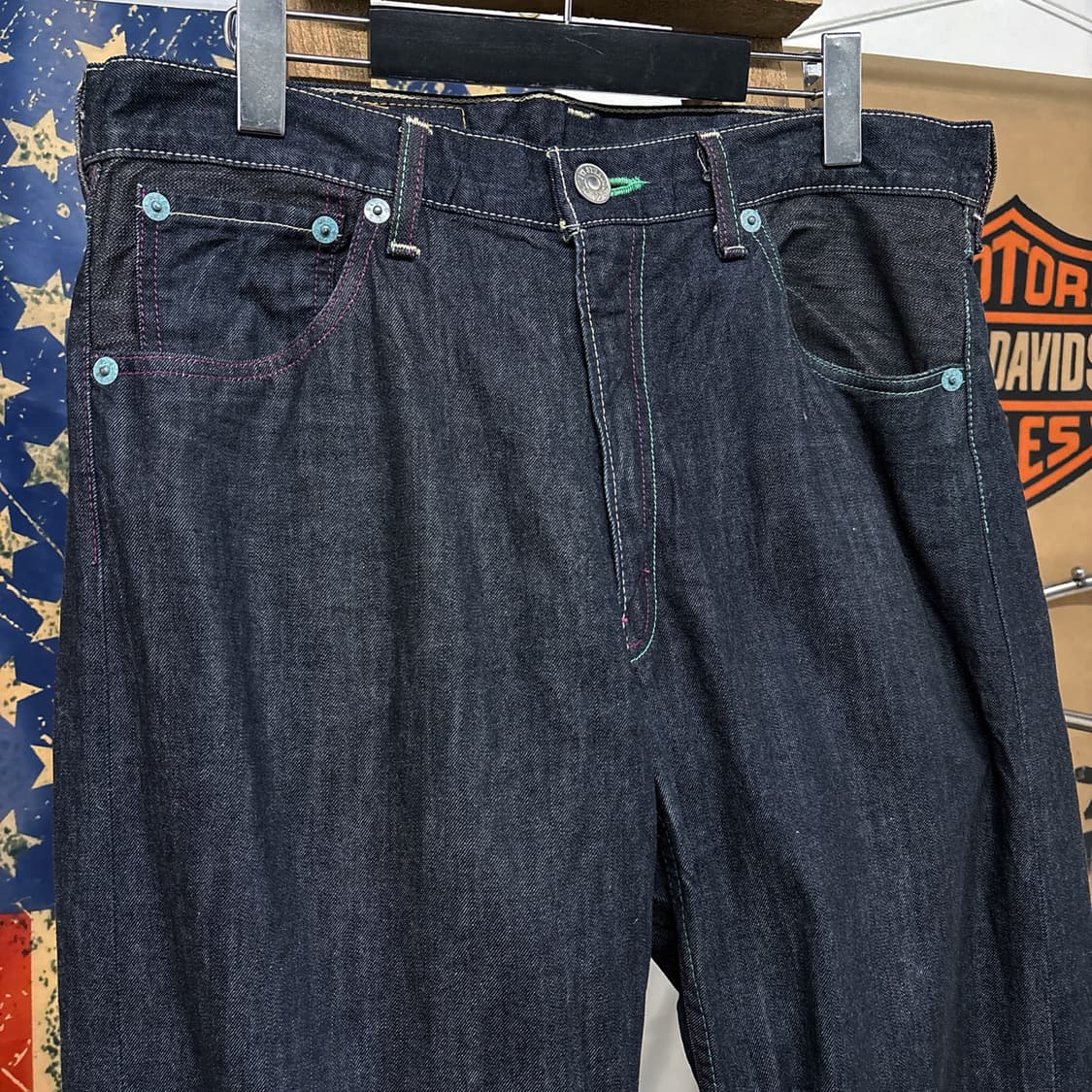 00s 리바이스X아트모스 503 루즈핏 컬러스티치 생지 데님팬츠 N632 상품이미지3