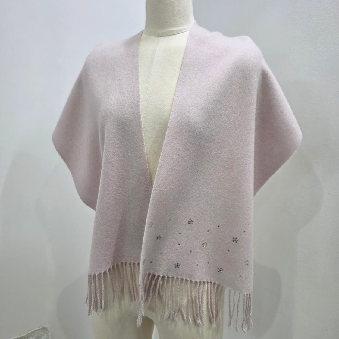 캐시미어 연핑크 비즈 머플러 상품이미지4