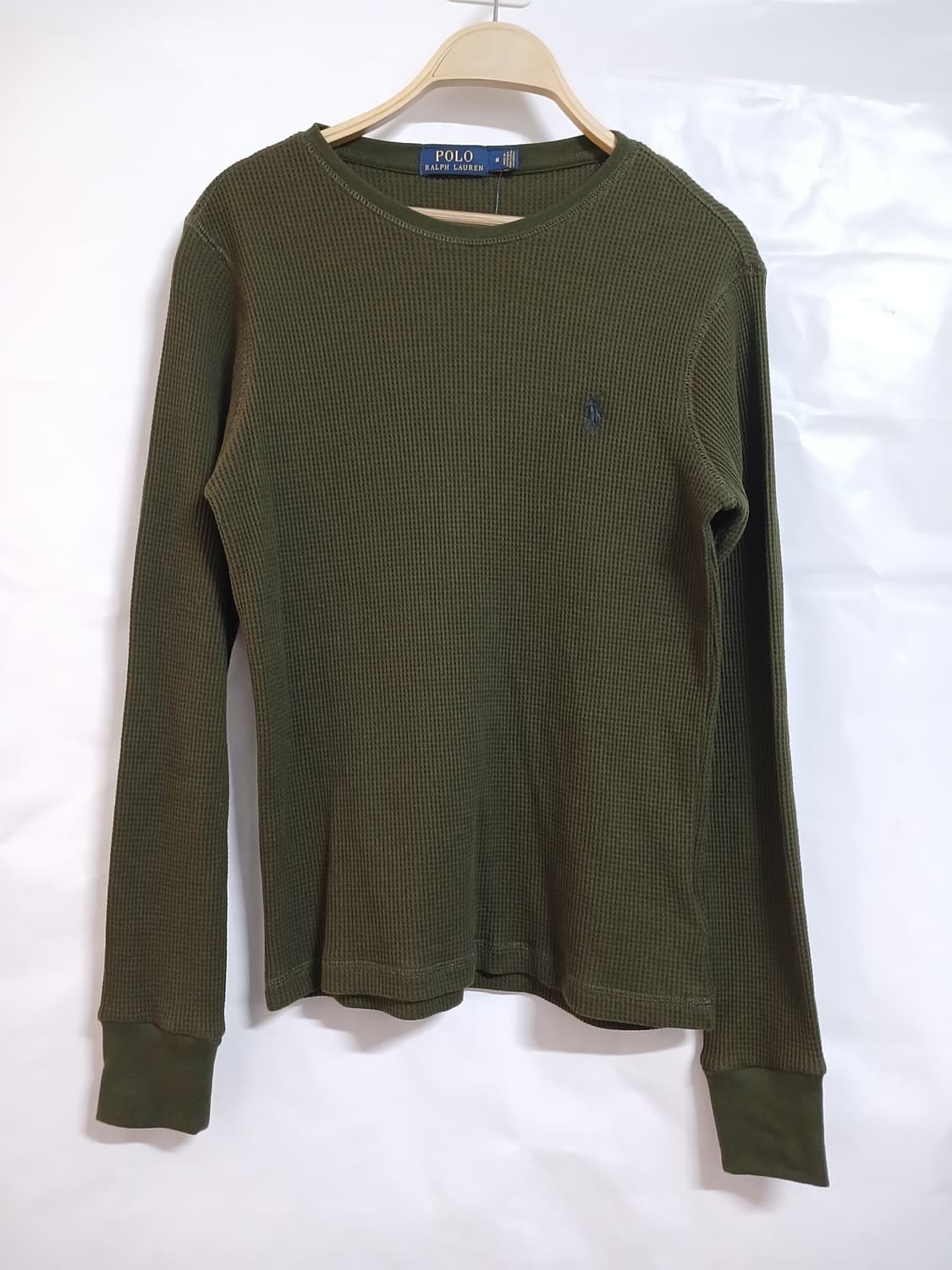 (새상품,M,95)폴로 랄프로렌 남성 와플긴팔면티 카키 상품이미지1