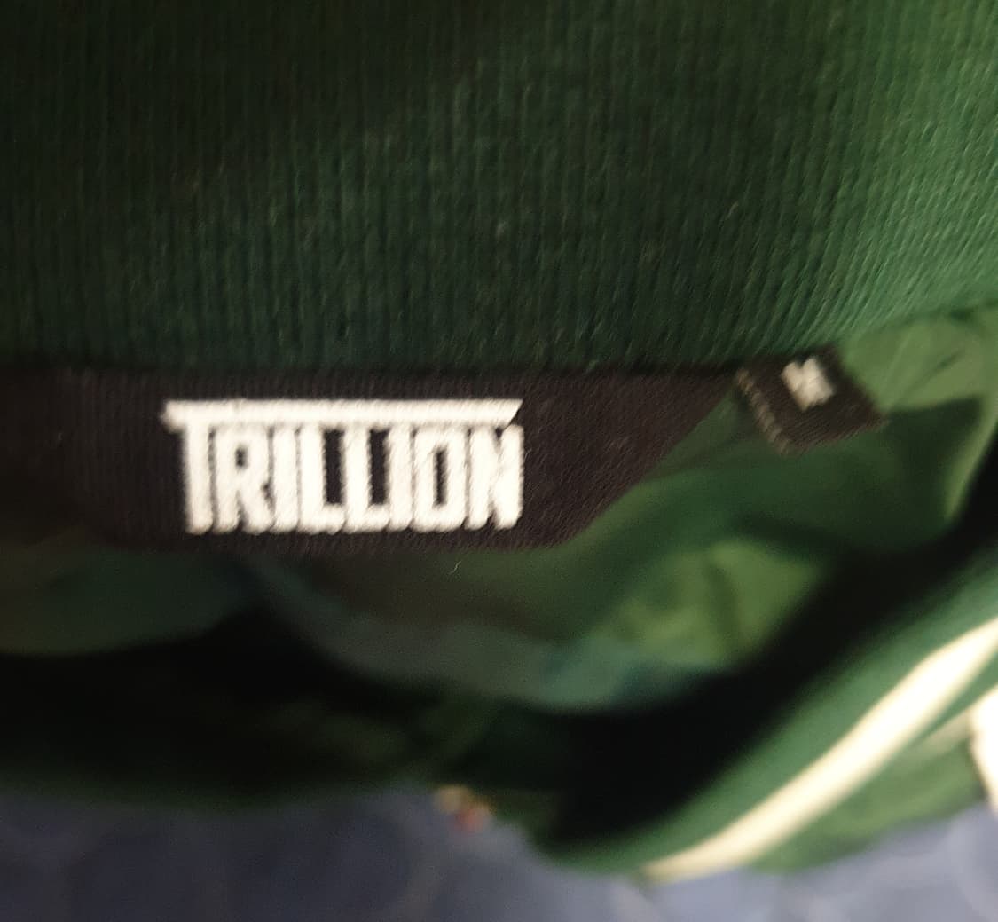 트릴리온 스포티 배색 폴리 블루종 자켓 크림&그린 (M) 상품이미지2