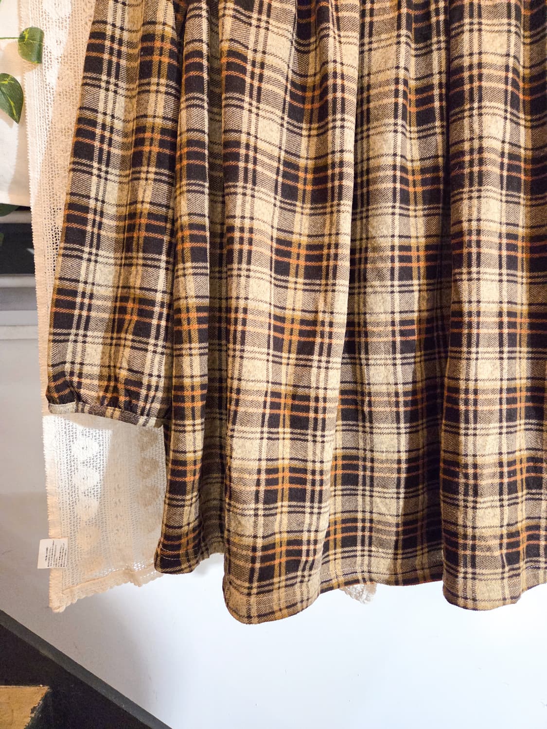 뜨개 카라 체크 원피스 상품이미지3