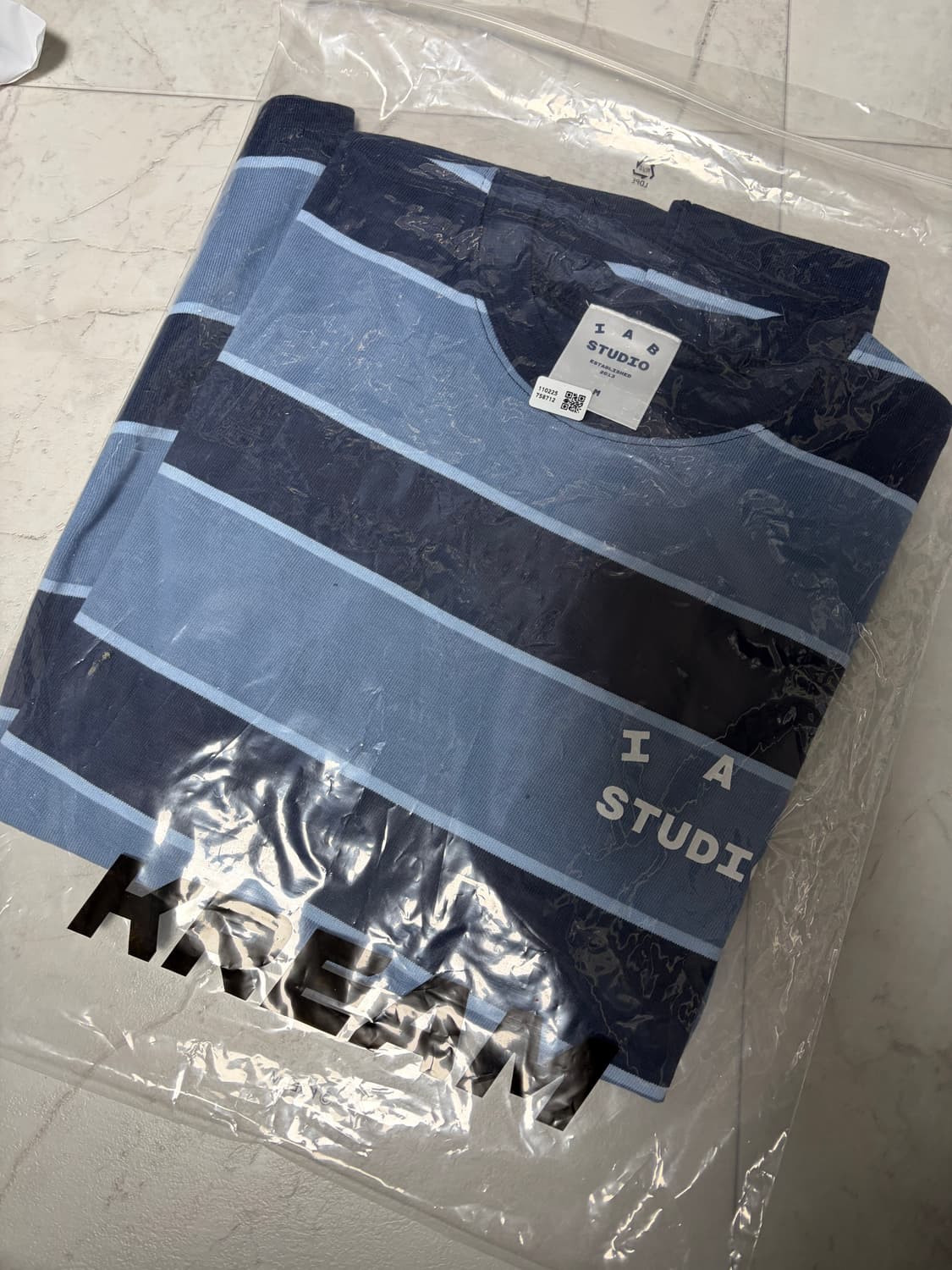 [M] 아이앱 스튜디오 스트라이프 티셔츠 블루 화이트 상품이미지3