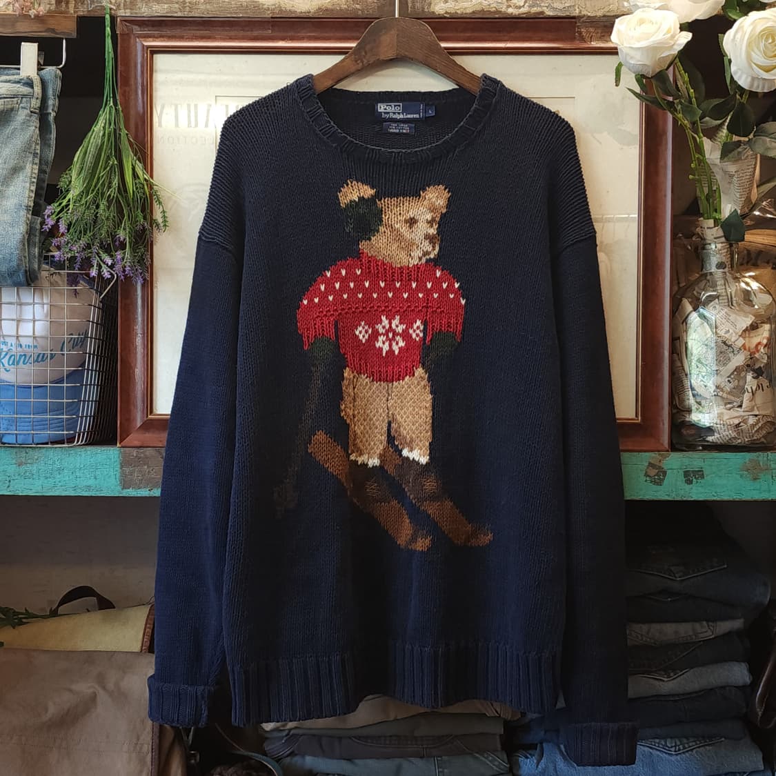 90s 폴로 랄프로렌 베어 핸드니트 L 상품이미지1